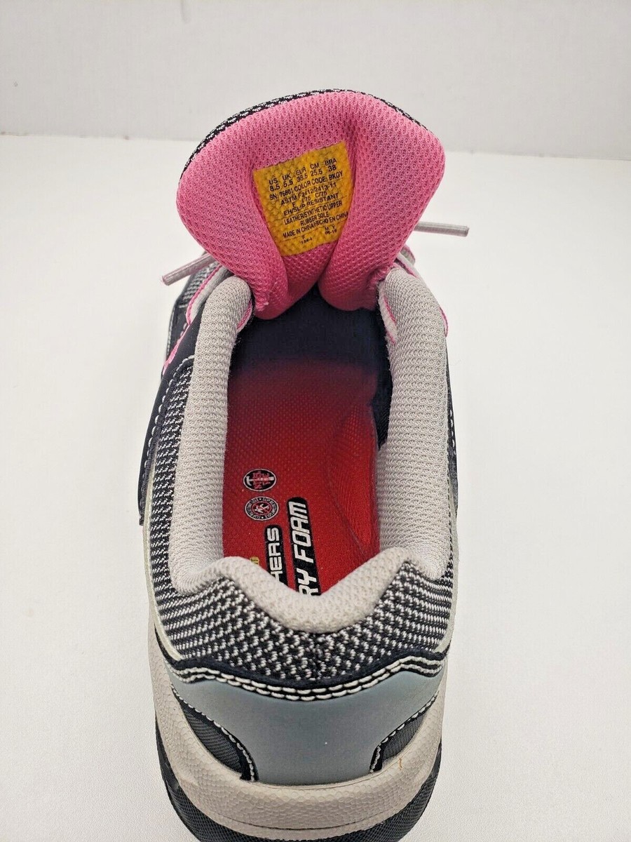 aen Sketchers Steel Toe Memory Form Safety work Shoes Women's Size 8.5