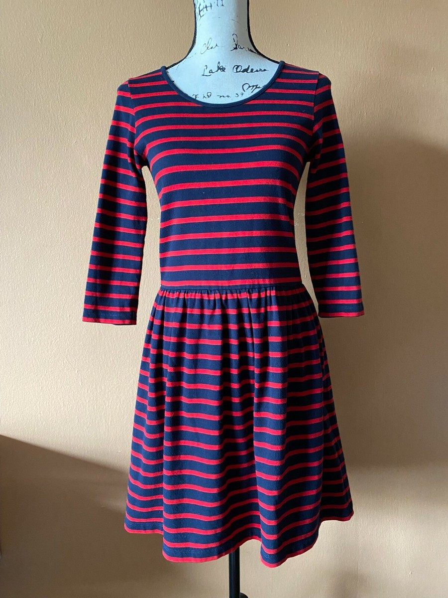 GANNI Red Striped Old Spice 100% Cotton 3/4 Sleeve Jersey Dress Size Small GANNI Red Striped Old Spice 100% Cotton 3/4 Sleeve Jersey Dress Size Small