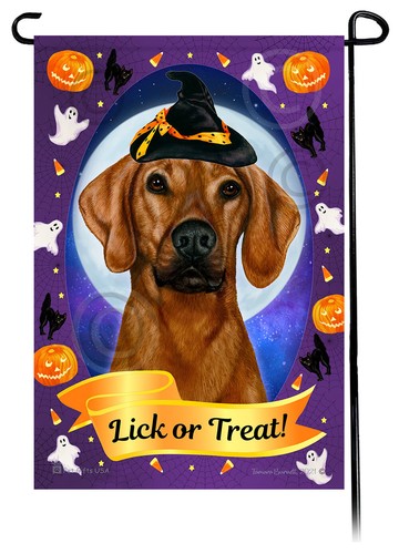 Halloween Garden Flag - Red Plott Hound