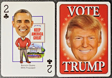 Barack Obama Hero Deck 2 of Clubs - Vote Trump For President Playing Card