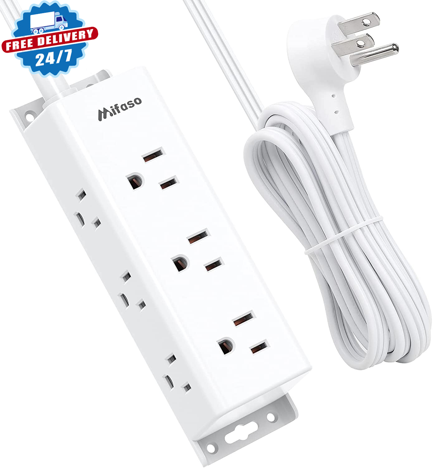 Surge Protector Power Strip - 9 Widely Spaced Multi Outlets, Wall Mount, 3 Side-image