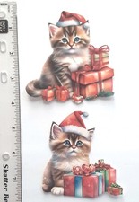 SINGLE LAYER Christmas Kittens Cats Gifts 2 pcs Scrapbook Card Embellishment 41