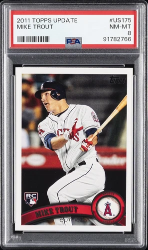 2011 TOPPS UPDATE #US175 MIKE TROUT ROOKIE RC PSA 8