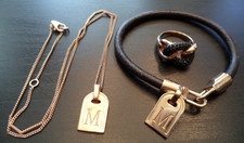 JUEGO DE PULSERA COLLAR 19" ANILLO MILOR ITALIA BRONCE ESTATE VINTAGE TALLA 9 G34384