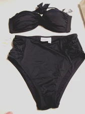 BAR lll SOLID TWIST BANDEAU BIKINI SWIM SUIT - TOP &BOTTOM - NEW W/TAGS SIZE M