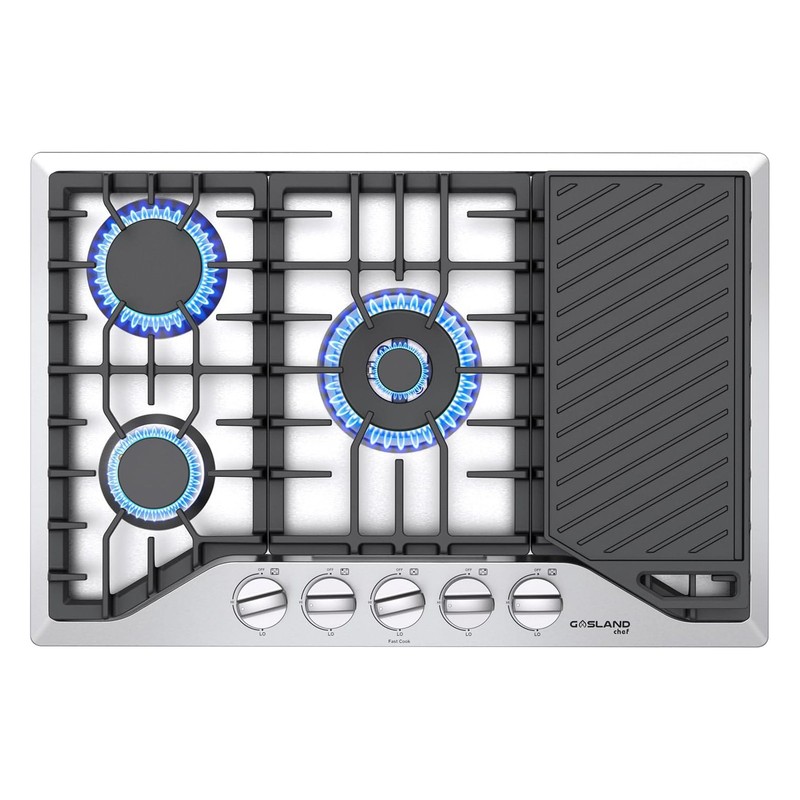GASLAND 30" Gas Cooktop 5 Burner Gas Stovetop w/Reversible Grill/Griddle NG/LPG