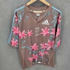 Vintage Stade Francais Rugby Jersey Mens 2XL Brown Floral Adidas Y2K 2007 2008