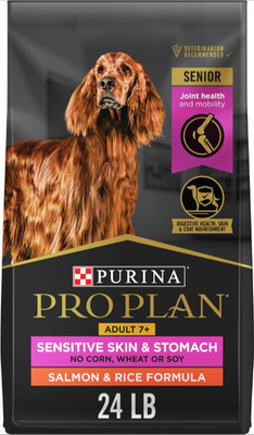 Purina Pro Plan Sensitive Skin & Stomach 7+ Salmon & Rice Dry Dog Food, 24 lb