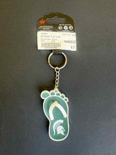 MICHIGAN STATE UNIVERSITY SPARTANS MSU FLIP FLOP KEYCHAIN GO GREEN GO WHITE NEW