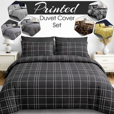 Reversible Duvet Cover Set Double King Super King Microfiber Duvet Quilt Bedding