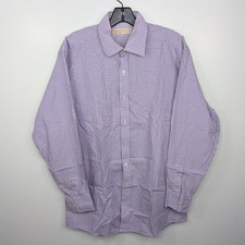 Michael Kors Mens Regular Fit Dress Shirt 15.5 32-33 Check Purple White Button