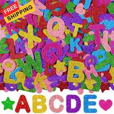 Glitter Foam Letter Stickers, 448 PCS Self-Adhesive 3D ABC 1.5", Multicolored