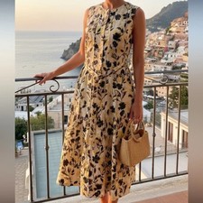 J. Crew Seamed Midi Shirt Dress with Removable Belt Floral Yellow Black S