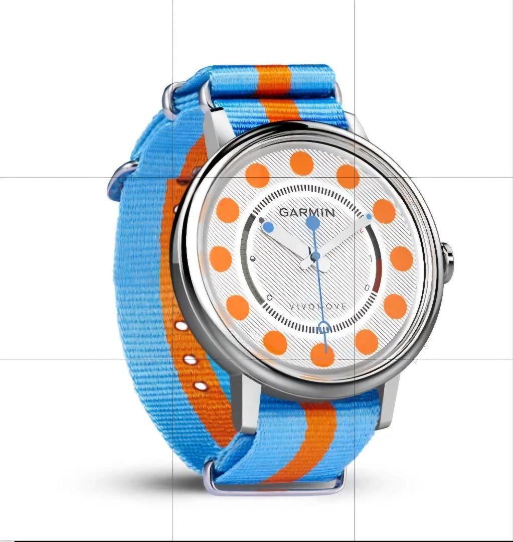 Garmin Vivomove Pop Smartwatch with Nylon Strap in Blue Orange – Stylish Analog Fitness Tracker