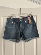 NWT VINTAGE OLD NAVY ULTRA LOW WAIST FRAYED DISTRESSED DENIM JEAN SHORTS SIZE 6