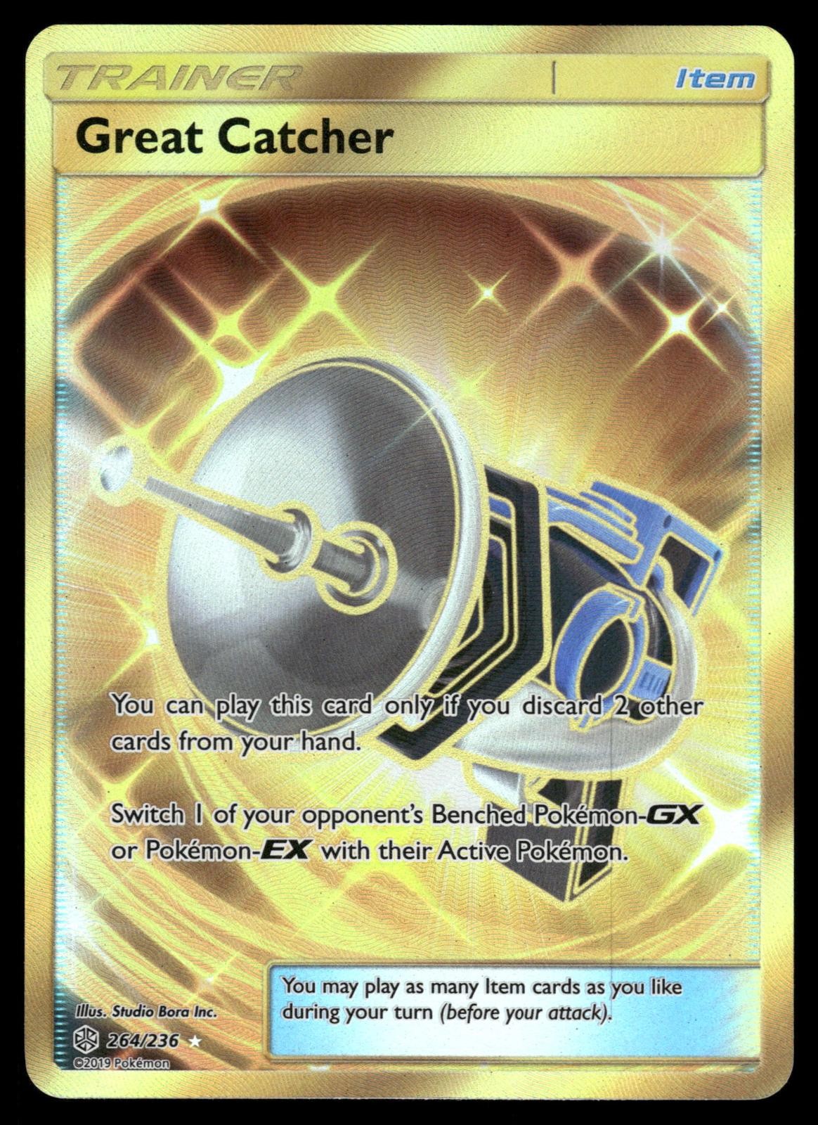 Great Catcher 264/236 Secret Rare Cosmic Eclipse Pokemon Holo Near Mint