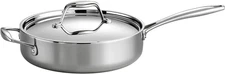 Signature Tri-Ply Clad Stainless Steel 3-Quart Saute Pan with Lid, Induction-Rea