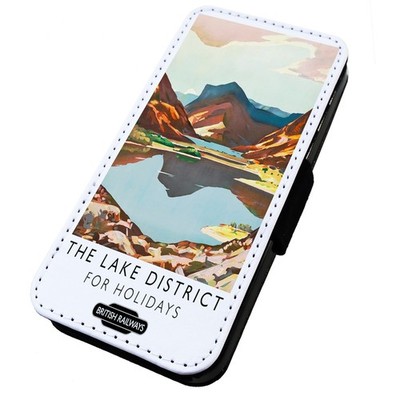 Bedruckte Klapp Handyhülle iPhone, Samsung & Huawei Eisenbahn Poster Seenland