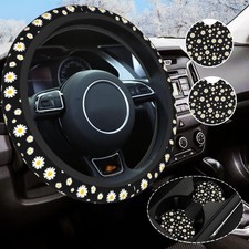 Steering Wheel Cover Universal 14.5-15 Inch Non-slip Car Accessor Color Daisy