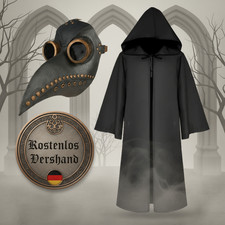 Halloween Kostüm Umhang Pestdoktor Maske Cosplay Zauberer Lange Kapuzen Robe