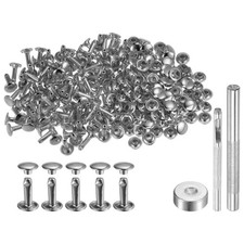 200 Sets Leather Rivets 12 x 8mm Metal with 3 Setter Tools Silver Tone