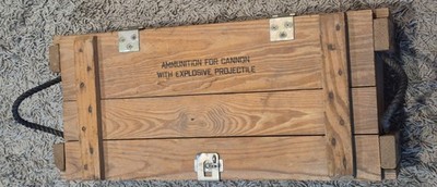 1984 Ammunition For Cannon w/ Explosive Projectile Wooden  Crate  Rope