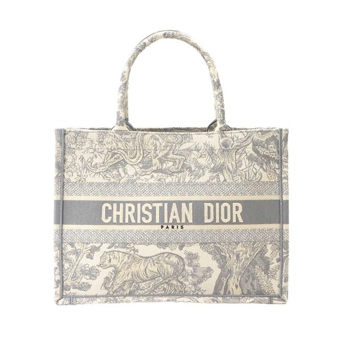 Christian Dior Toile de Jouy Book Tote Medium Bag Canvas Grey 90335919