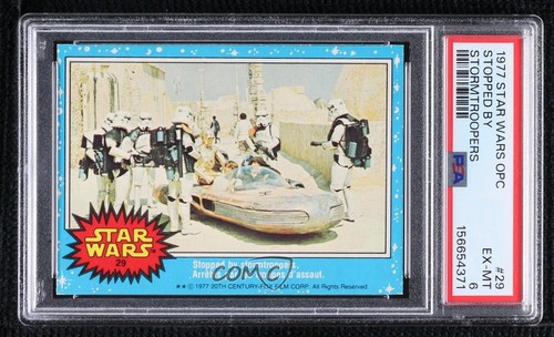 1977 OPC Star Wars #29 Stopped by stormtroopers — PSA 6