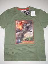 Jurassic World t shirt kid size 7-8 Green T-Rex cotton soft front patch