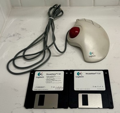 Logitech Trackball TrackMan Marble Mouse T-CH11 Computer w/ MouseWare 7.51