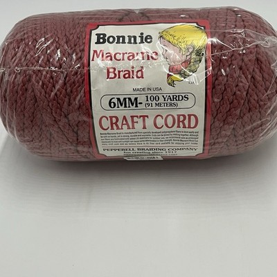 Bonnie Macrame Braid Craft Cord 6mm 100 Yards Rose Pink Pepperell USA