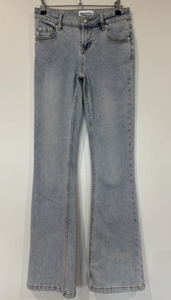 Princess Polly Ladies Jeans Size 6 Blue Light Wash Denim Flares Flared Logo 