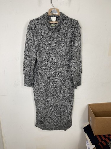H&M, H&M Women's Small S Gray Black White Knit Turtleneck Sweater Dress NWT