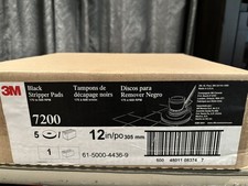 3M Black Stripper Pad 7200 12” (Case of 5) New In Box 08374 Save!!