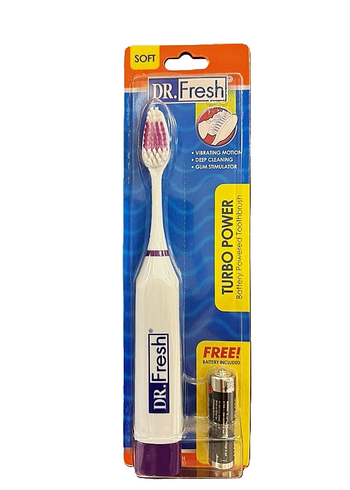 Dr. Fresh Turbo Power Battery Operated Toothbrush-soft (Color May Vary)