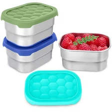 Gencywe 3 Pack Stainless Steel Snack Containers for Kids 8 oz Easy Open Leak ...