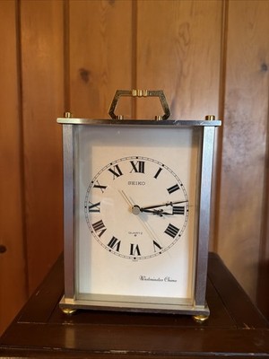 SEIKO WESTMINSTER CHIME 7 JEWELS置き時計 The Seiko Westminster-Whittington Chime Brass Mantel Carriage