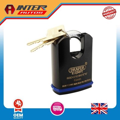 Draper Expert Heavy Duty Padlock and 2 Keys with Shrouded Shackle, 61mm 64198 64