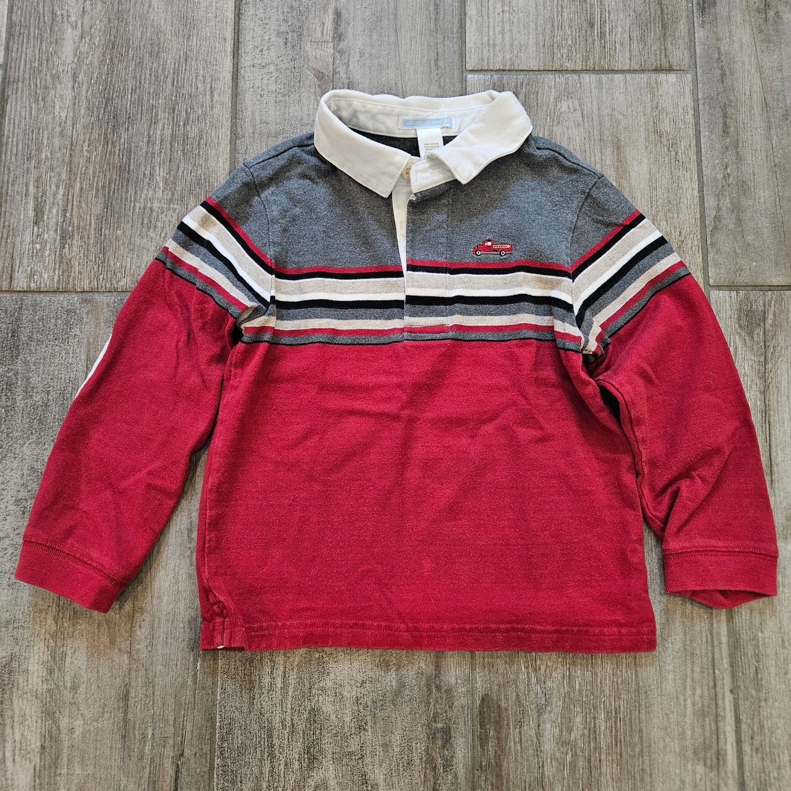 Janie and Jack Polo Shirt Boys 4T Stripe Long Sleeve Classic Preppy Fall Winter