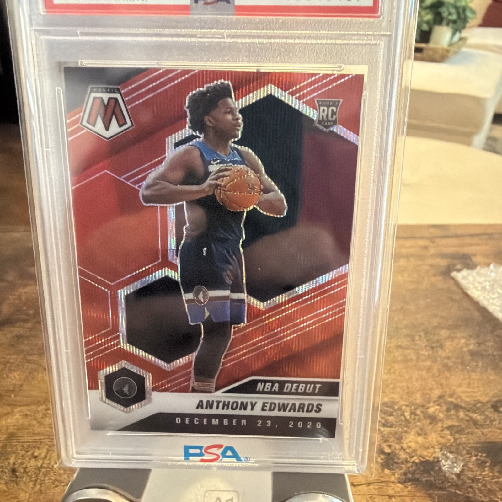 Anthony Edwards 2020 Mosaic Red Wave Rookie #261 TIMBERWOLVES RC PSA 10 view 2