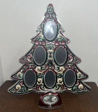 Things Remembered Enameled Christmas Tree Family Picture Frames 6 Photos Damaged