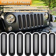 For 2007-2018 Jeep Wrangler Jk Jku Matte Black Front Mesh Grille Cover 7 Pieces