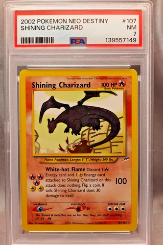 Pokémon 2002 Neo Destiny Shining Charizard Holo #107, PSA 7 Near Mint