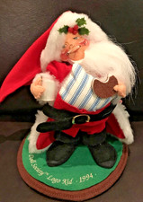 Annalee Dolls 7” Santa Dress-Up Christmas Logo Kid Holding Milk and Cookie 1994