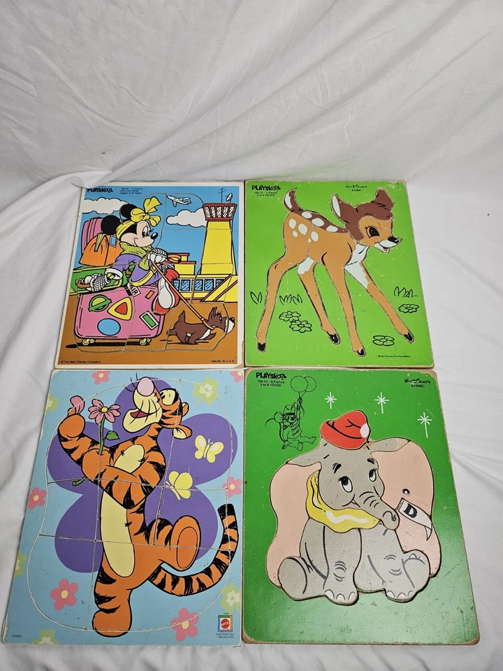 Lote de 17 rompecabezas de madera Playskool de colección para niños Plaza Sésamo Mickey Disney años 80’s Foto 2 de 4
