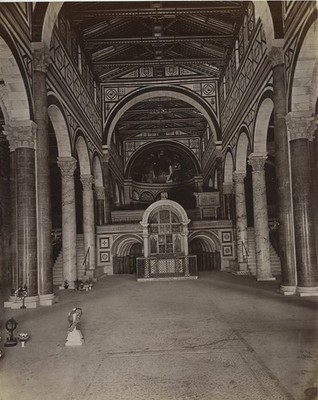 Italien Florenz Basilika San Miniato al Monte Innenraum altes Foto Brogi 1880