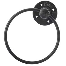 Wall Mounted Black Iron Towel Ring Bathroom Holder with Vintage Style