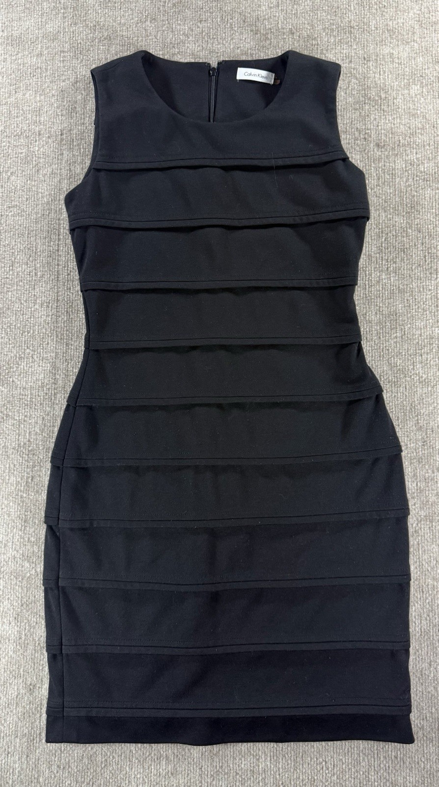 Calvin Klein Solid Black Ribbed Striped Embossed … - image 1