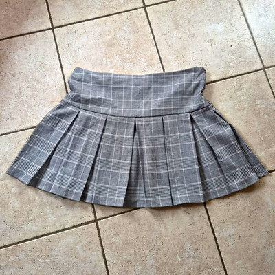 CROPP Damen Falten- & Plisseerock kurz kariert grau Größe XL