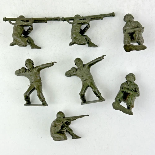 7 Vintage Marx 60mm GI Soldier Army Men Toy Soldier Figures 1950's